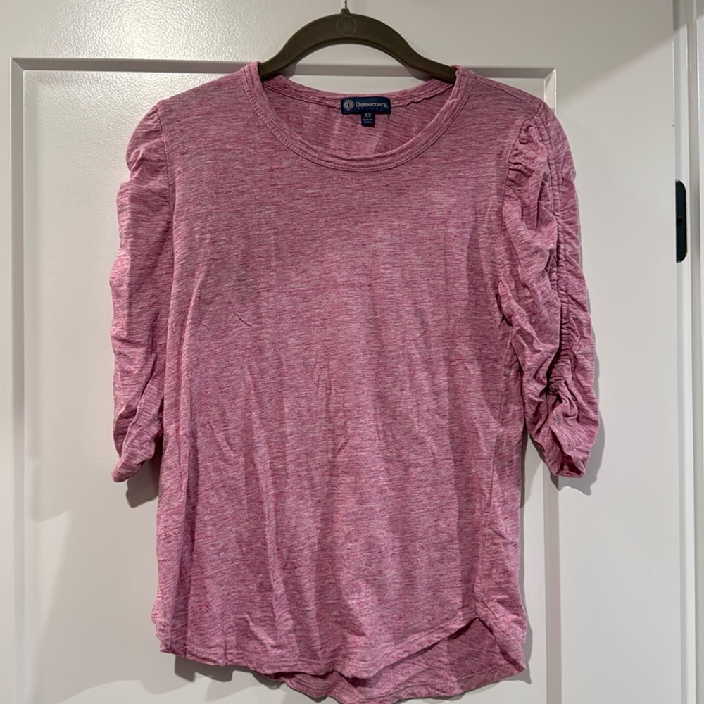 Democracy pink t-shirt top XS